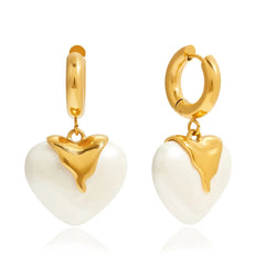 Melted Pearl Heart Hoop Earrings