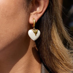 Melted Pearl Heart Hoop Earrings