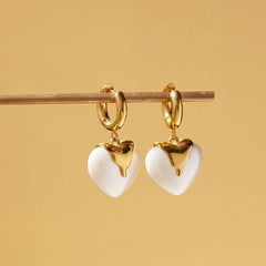 Melted Pearl Heart Hoop Earrings