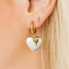 Melted Pearl Heart Hoop Earrings