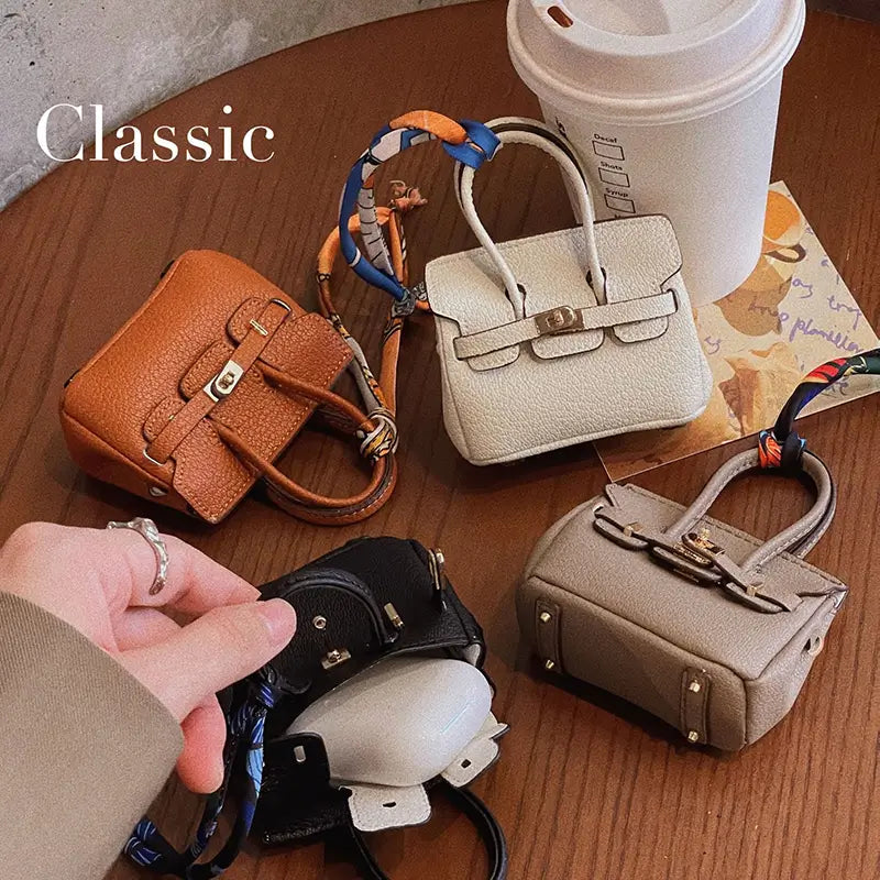 Mini Birkin Bag Luxury Leather AirPods Case - milkycases