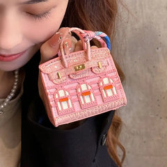 Mini Birkin House Bag Luxury Leather AirPods Case - milkycases iphone case