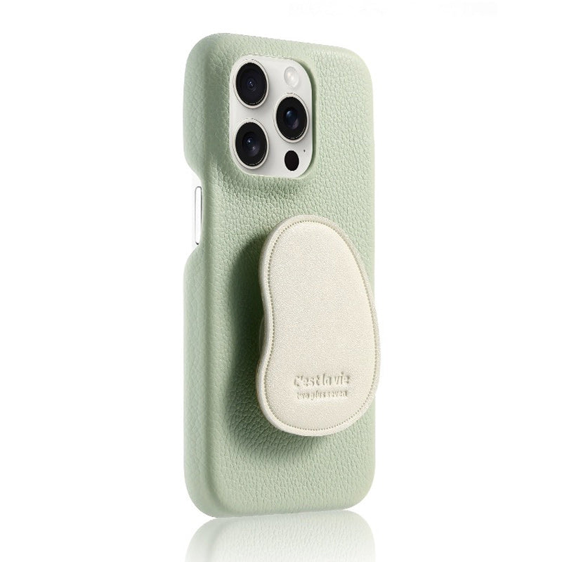 Mint Cream Leather iPhone Case with Stand