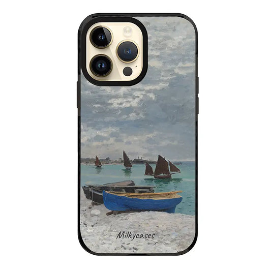 Monet's The Beach at Sainte-Adresse - Boats iPhone Case