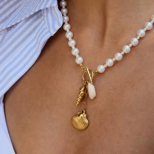 Pearl Tide Charm Necklace