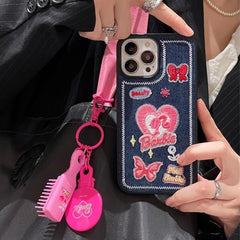 Pink Barbie Denim Stitch iPhone Case