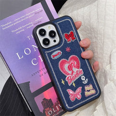 Pink Barbie Denim Stitch iPhone Case