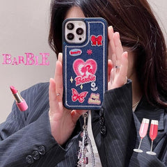 Pink Barbie Denim Stitch iPhone Case