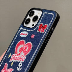 Pink Barbie Denim Stitch iPhone Case