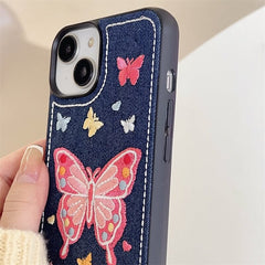 Pink Fly Denim Stitch iPhone Case