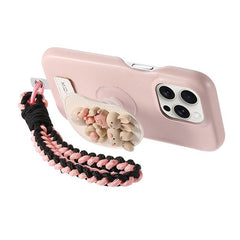 Pink Leather Rabbit iPhone Case with Phone Grip & Wrist Strap