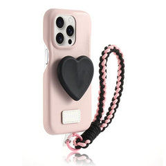 Pink Leather iPhone Case with Phone Grip & Wrist Strap