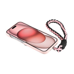 Pink Leather iPhone Case with Phone Grip & Wrist Strap