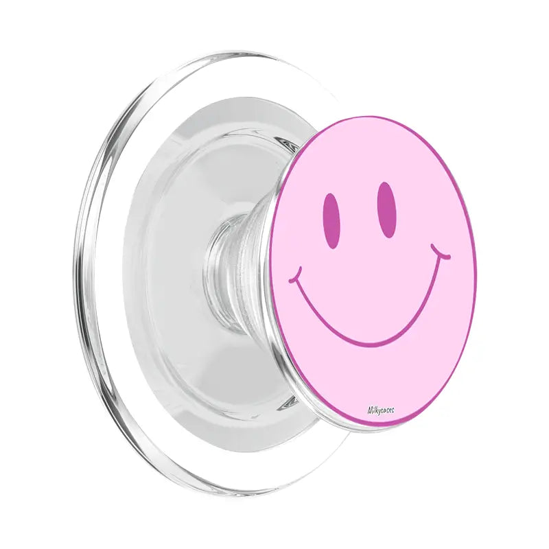 Pink Smileys PopGrip  Phone Grip - milkycases gripease