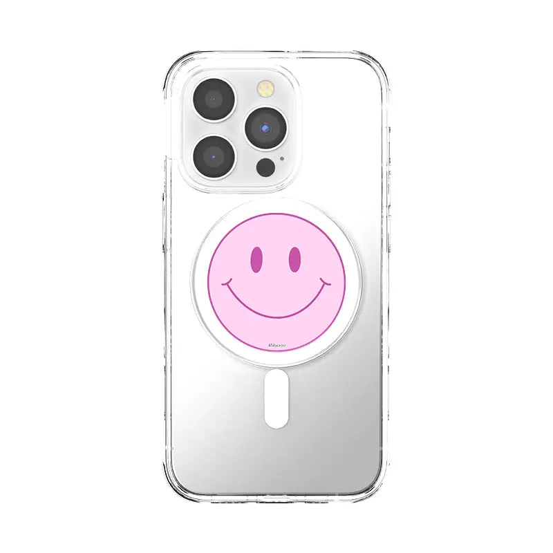 Pink Smileys PopGrip  Phone Grip - milkycases gripease