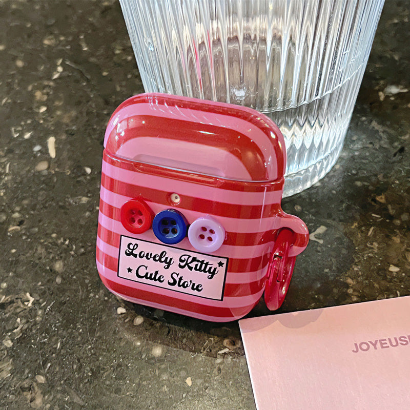 Pink Striped AirPods Case