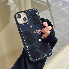 Rabbit Lucky Denim Stitch iPhone Case