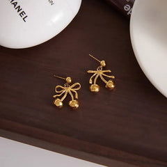Ribbon Cherry Drop Earrings
