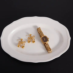 Ribbon Cherry Drop Earrings