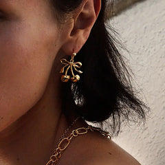 Ribbon Cherry Drop Earrings