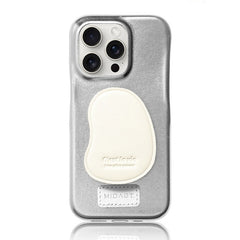 Silver Shine Leather iPhone Case with Stand
