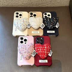 Soft Heart Stand Fabric iPhone Case