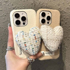 Soft Heart Stand Fabric iPhone Case