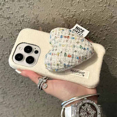 Soft Heart Stand Fabric iPhone Case