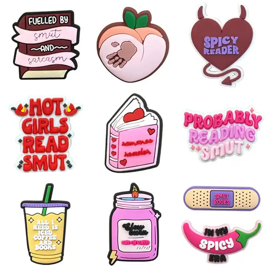Spicy Reads Crocs Hole Case Charms - DIY phone case, Crocs phone case, Crocs iphone case, Phone case with charms, Jibbitz phone case, Phone case for plug-in charms, Fidget phone case. - milkycases
