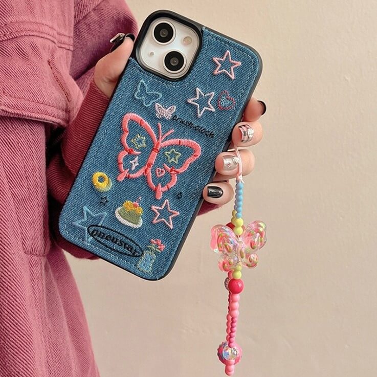 Star Butterfly Denim Stitch iPhone Case