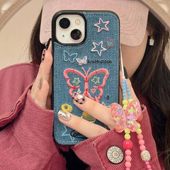 Star Butterfly Denim Stitch iPhone Case