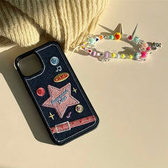 Star Buttons Denim Stitch iPhone Case