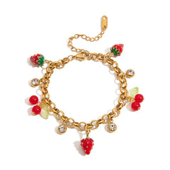 Strawberry Picnic Charm Bracelet