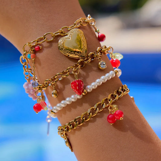 Strawberry Picnic Charm Bracelet