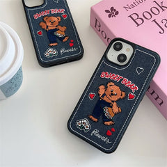 Sweet Bear Denim Stitch iPhone Case