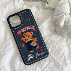 Sweet Bear Denim Stitch iPhone Case