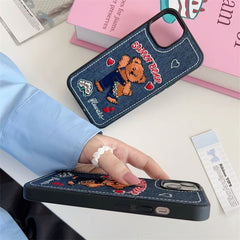 Sweet Bear Denim Stitch iPhone Case