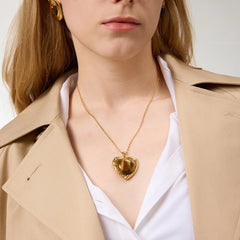 Tiger Eye Heart Pendant Necklace