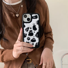 Towel Embroidery Cute Black Cat iPhone Case