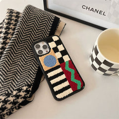 Towel Embroidery Geometric Pattern iPhone Case