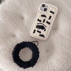 Towel Embroidery Milky Sleeping Cat iPhone Case