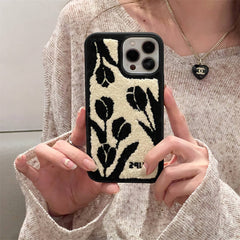 Towel Embroidery Tulips iPhone Case