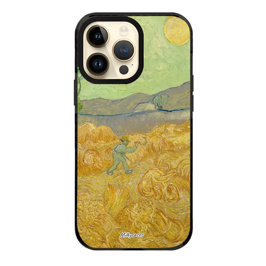 Van Gogh's Wheatfield with a Reaper iPhone Case - artistic - milkycases iphone case - elite iphone case