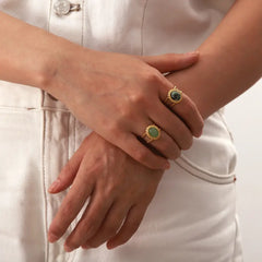 Verdant Oval Stone Ring