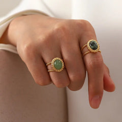 Verdant Oval Stone Ring