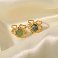 Verdant Oval Stone Ring