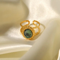 Verdant Oval Stone Ring