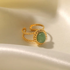 Verdant Oval Stone Ring
