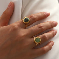 Verdant Oval Stone Ring