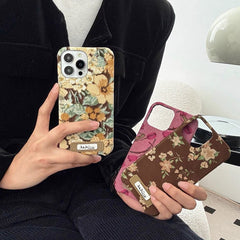 Vintage Flower Plush Embroidery Fabric iPhone Case